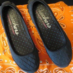 Women's Skechers EZ Flex Black Quilted Memory Foam Slip-On Comfort Shoes Size 8